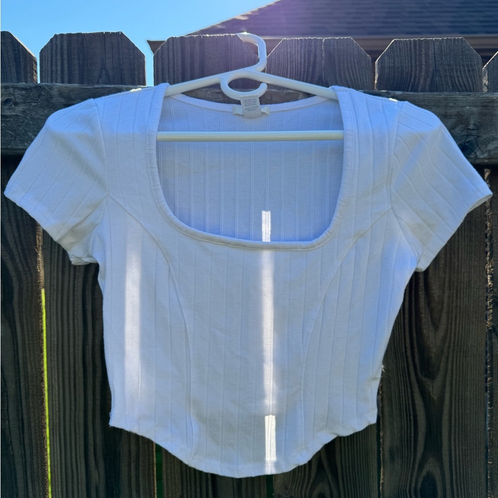 Corset Stye, Square-neck, Ribbed/Fitted shirt